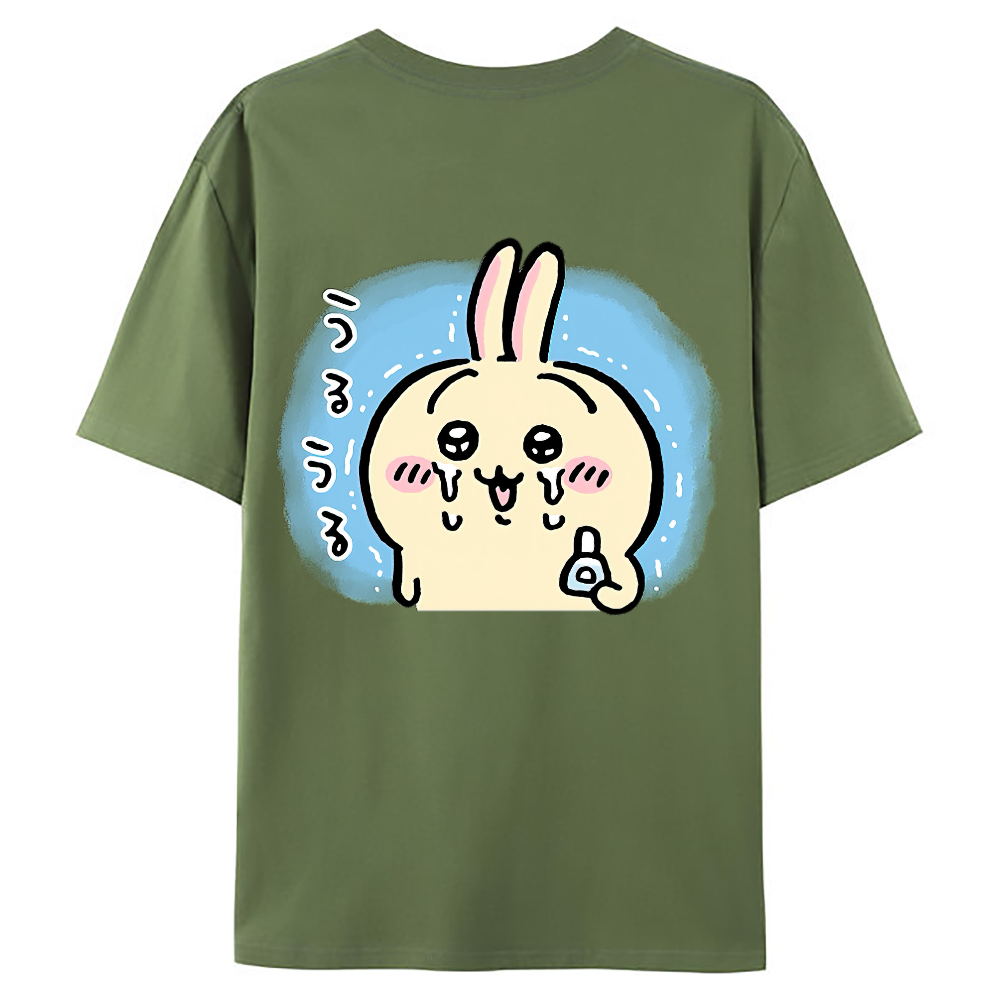 （画像用） ちいかわ うさぎ Chii-kawa usagi 綿100％ メンズ半袖Tシャツ（バックプリント） 通気性